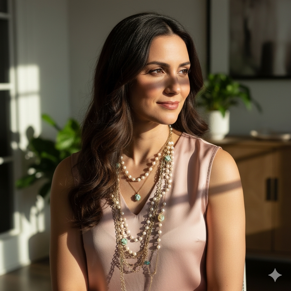 Gold,  White,  Rose necklace